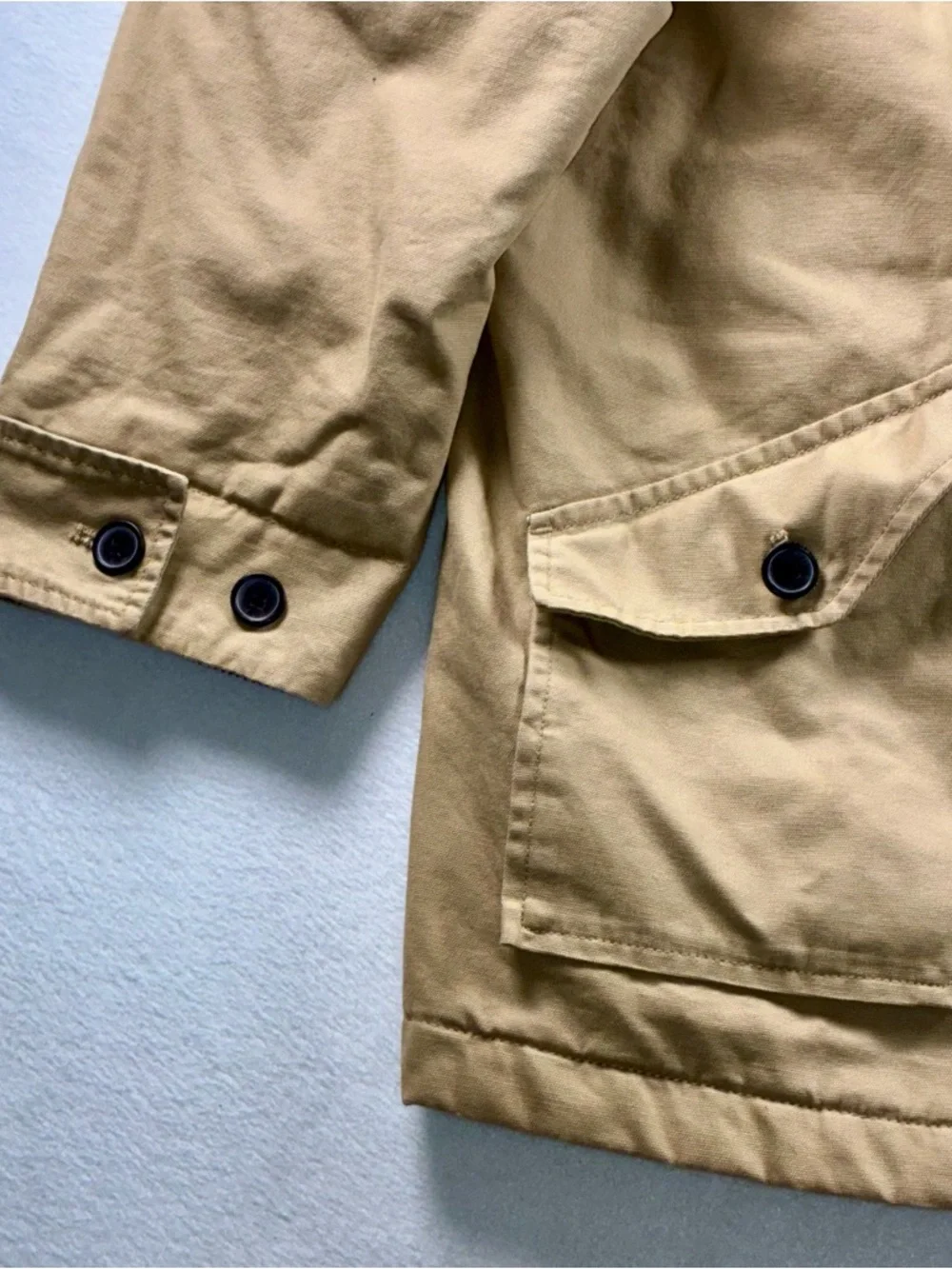 Tan Canvas Barn Jacket Chore Coat Brown Corduroy Collar Large H&M Divided